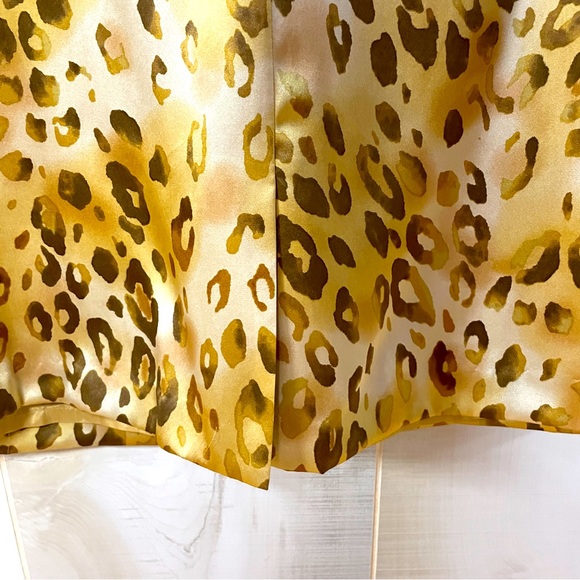 Blushe Impressions Like New Gold Brown Animal Print V Neck Silk Slip Dress Sz 16 - Picture 6 of 6